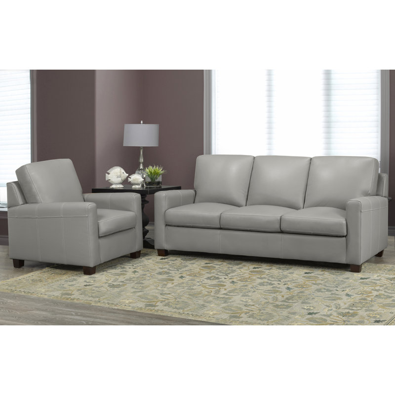 Fauteuil en cuir Anum, Cuir gris nuage