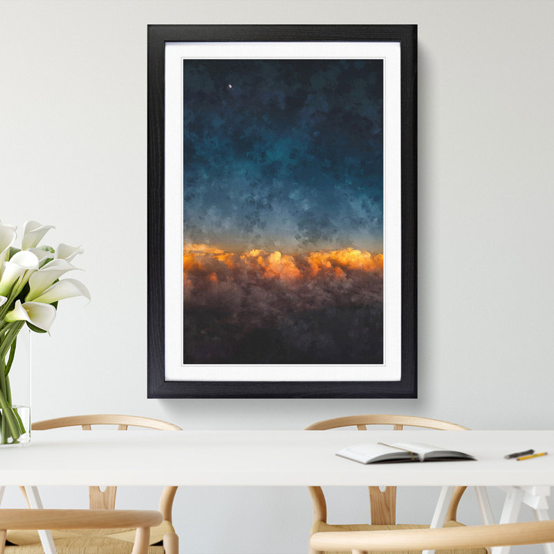The Moon Above Nebraska - Picture Frame Painting Print, 63cm H x 45cm W x 2cm D, Black Framed