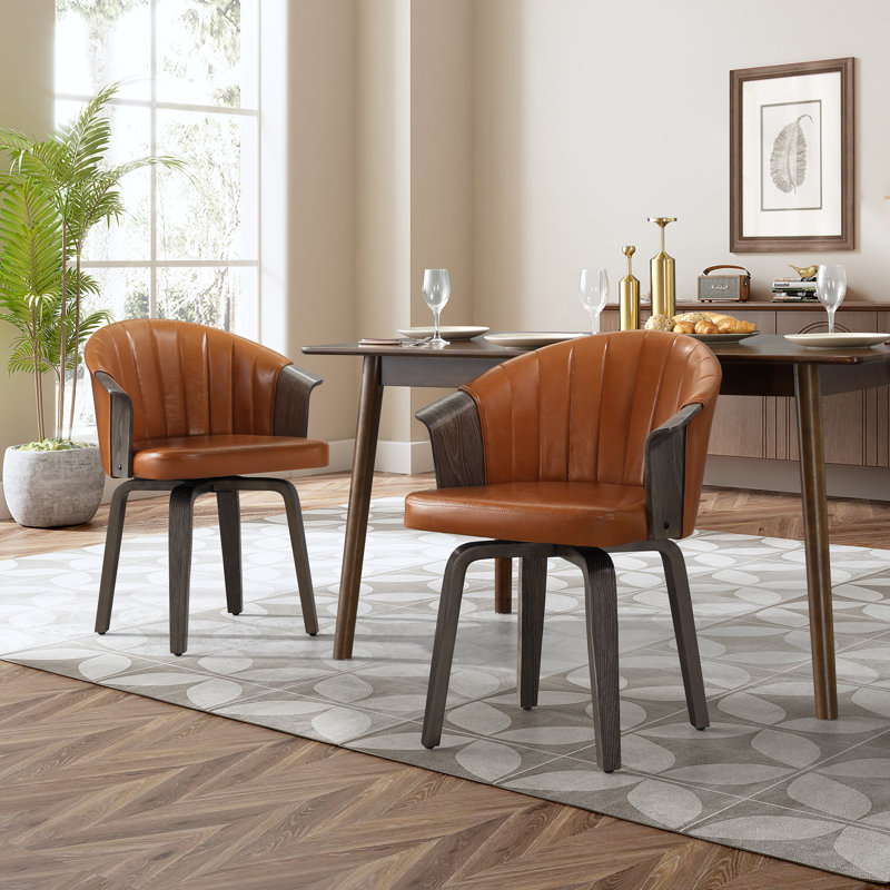 Barrayo 19.49'' H Faux Leather Upholstered Armchair, Brown, Dark Gray
