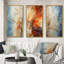 «Orange Teal Maple Tree Glowing Embers», 3 pièces sur toile-1715091840-1715091847