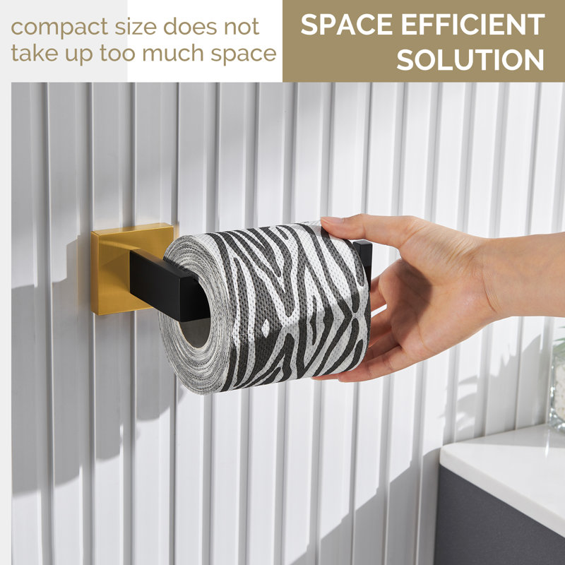 Wall Mounted Toilet Paper Holder, Black/Gold