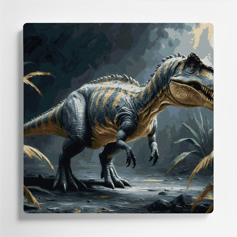 «Dinosaur Therizinosaurus», art mural en métal noir, 12" H x 12" W