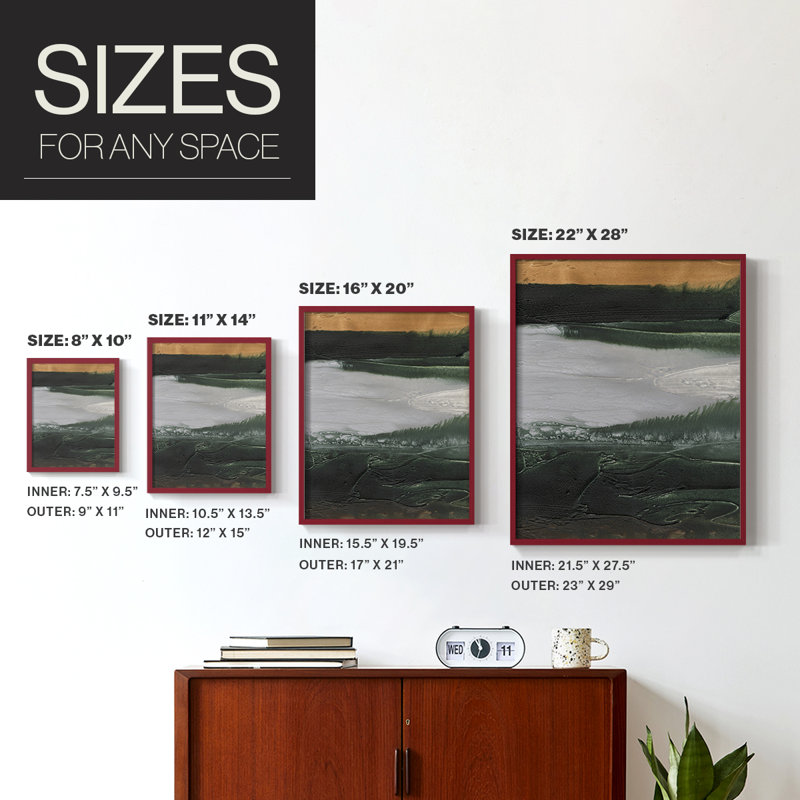 Impression encadrée embossée «Coastal Plain II» - bois massif, Rouge, H 10 po x l 8 po