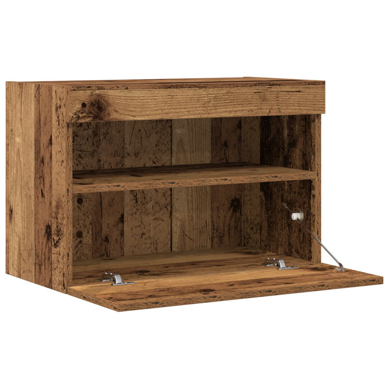 TV Wall Cabinet Engineered Wood 2 Shelving TV Stand, Old Wood