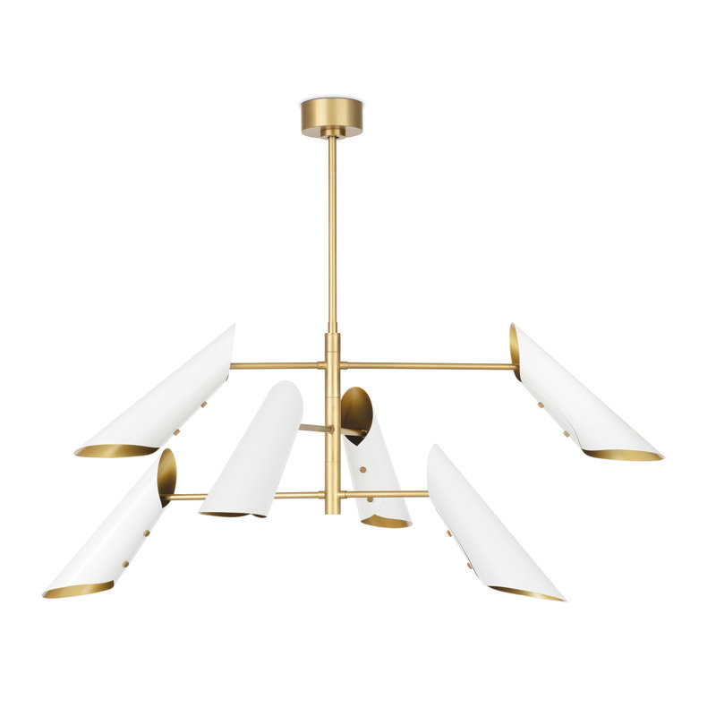 Vest Chandelier (White and Natural Brass), White
