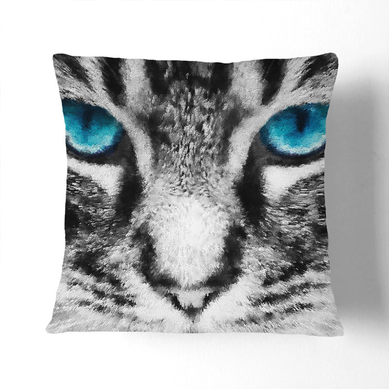 Bright Blue Cat Eyes Cushion with Filling, 55cm H x 55cm W x 20cm D