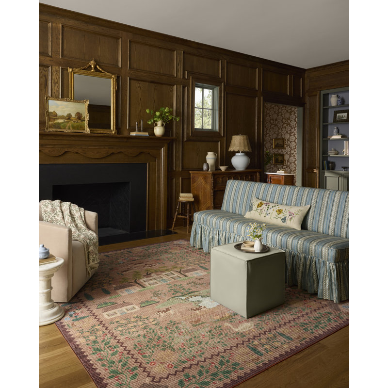 Rifle Paper Company x Loloi Orchard Mauve / Multi Machine Washable Area Rug, Rectangle 7'6" x 9'6"