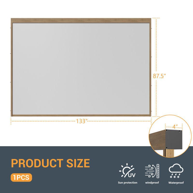 Pare-soleil / rideau manuel Pergola résistant au vent compatible avec la marque Causeway Bay, Grain du bois, 12 pi