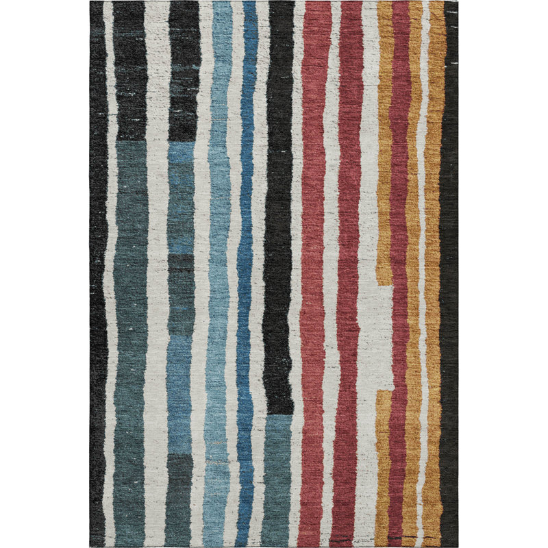Premium Machine Washable Kemmer AMF1961 Stripes Rug, Rectangle 10' x 14'