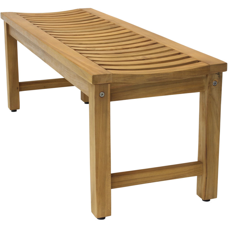 Outdoor Teak Bench, 17" H x 48" W x 16.5" D