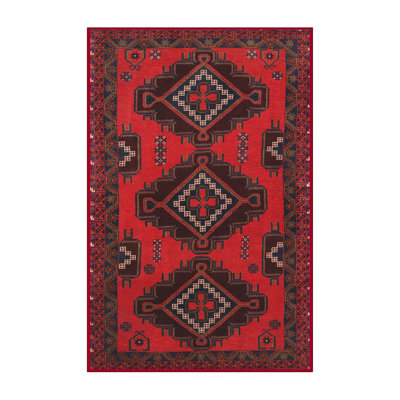 Tapis traditionnel rouge / noir Sefrou