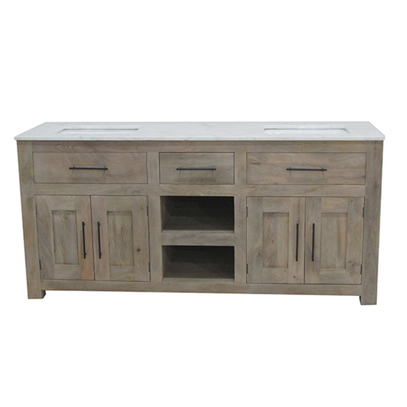 72'' Double Bathroom Vanity with Marble Top