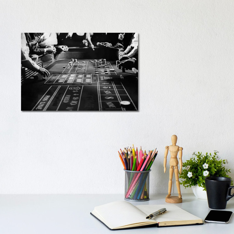1960s Four Anonymous Unidentified People Gambling Casino Craps - Wrapped Canvas Print, 20.32 cm H x 30.48 cm W
