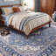 Tapis persan traditionnel à médaillon en calcaire, bleu, gris et crème, lavable à la machine, antidérapant, à poils courts, pour intérieur et extérieur, adapté aux animaux domestiques, idéal pour le salon, la chambre, la salle à manger, l'entrée, le corridor ou le bureau.-106488049