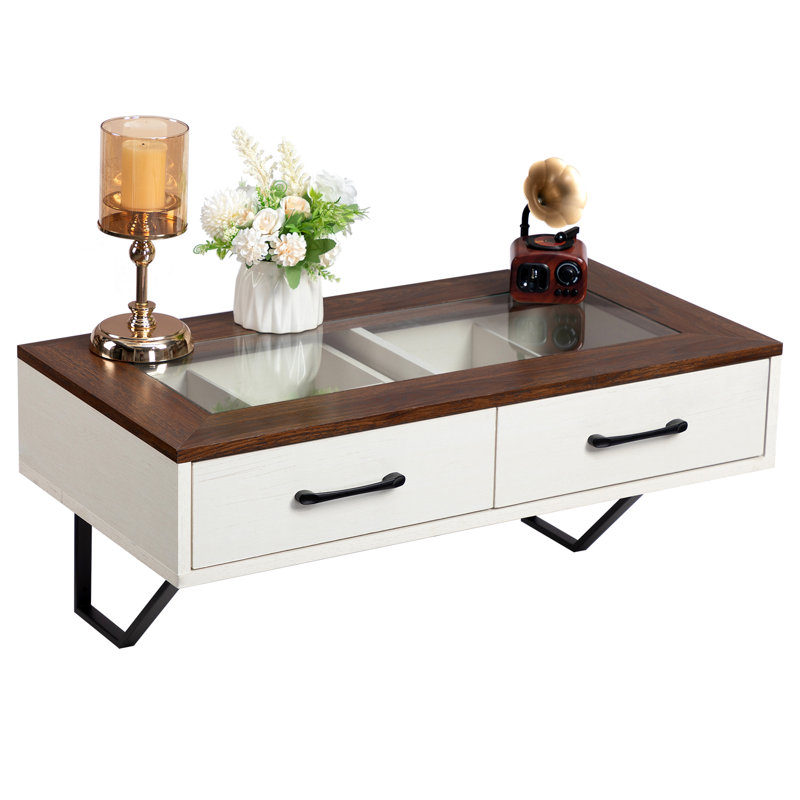 Tablette Loating avec tiroir, tiroir flottant pour salle de bain, Brun