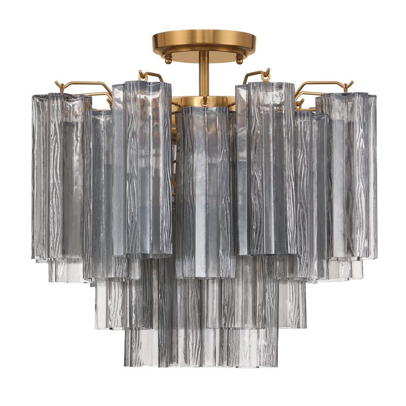 Wesham 4 Light Aged Brass Semi Flush Mount, Aged Brass, Gray