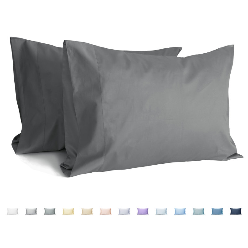 Ensemble de taies d'oreiller 100% satin de coton, Gris acier, King Pillowcase