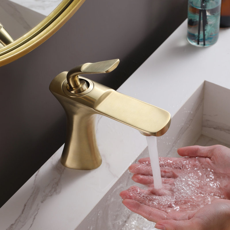 Robinet de salle de bain à un trou, Or brossé