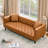 81" Mid Century Leather Sofa, 3 Seat Chesterfield Couch with Tufted Back Orange-1408907340