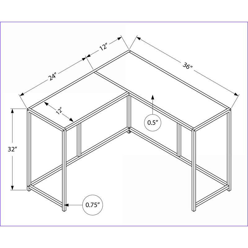 Table basse en stratifié brun peu encombrante avec structure en métal noir, conception d'angle contemporaine pour le salon et amp; Chambre à coucher