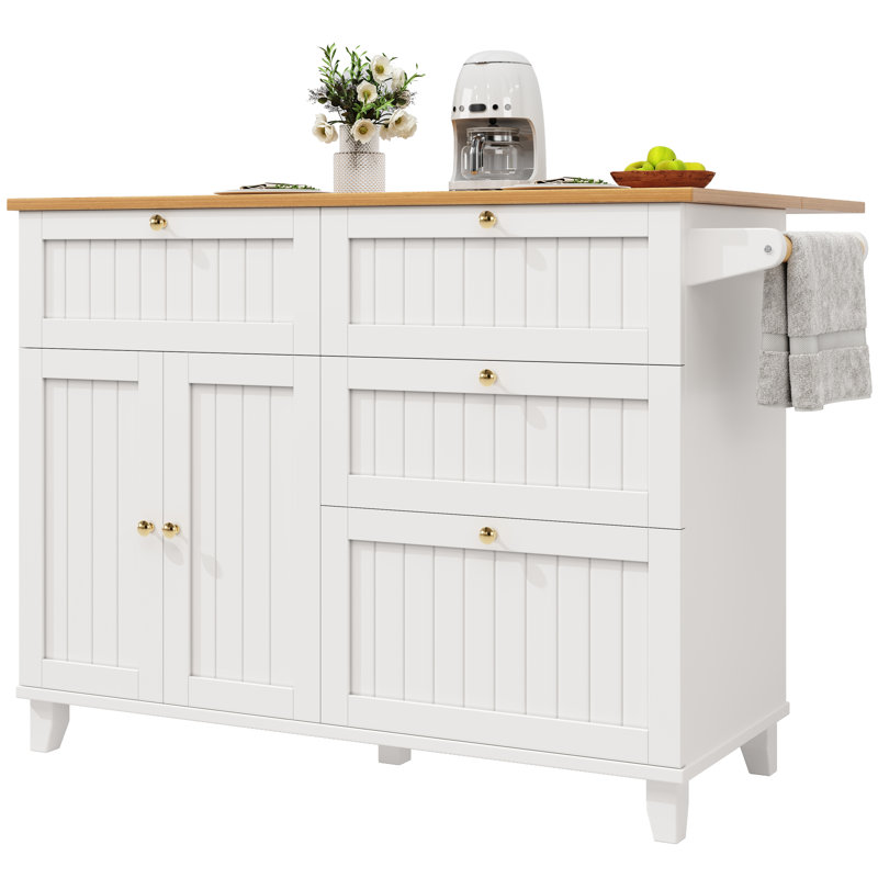 Kitchen Island With 3 Drawers And 3 Doors, White
