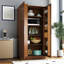 64,85 po, blanc, armoires de cuisine autoportantes, portes, armoire propre et organisée 64,85 po noyer buffet multi-tablettes pour ranger la batterie de cuisine dans les salles à manger