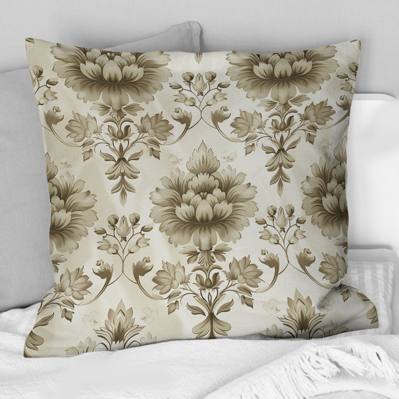 Coussin lombaire Beige Country Floral Chic, H 16 po x l 16 po, Carrée