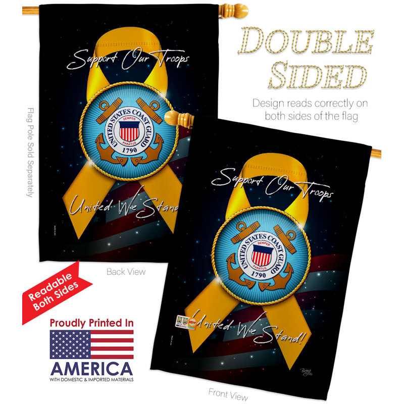 Double Sided 40'' H x 28'' W Polyester House Flag, Coast Guard