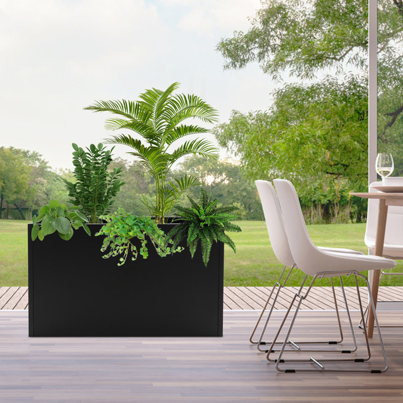 38X12x24” Steel Planter Box With Drainage Hole, Black