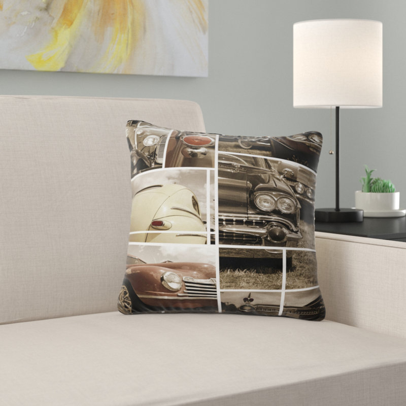 Collection Classic Car Collection - Coussin imprimé abstrait, 16 po x 1 po, Coussin décoratif