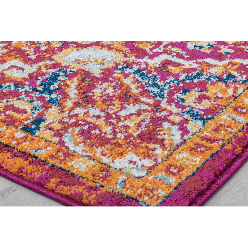 Tapis de couloir oriental en polypropylène rouge / orange / beige 2 pi 6 po x 8 pi Oriental Machine Made