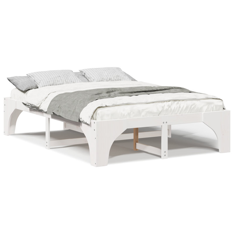 Solid Wood Bed, White, Kingsize (5')