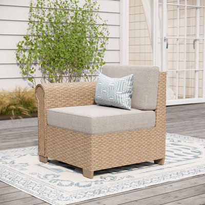 75.9Cm Wide Outdoor Wicker L-Shaped Patio Sofa with Cushions