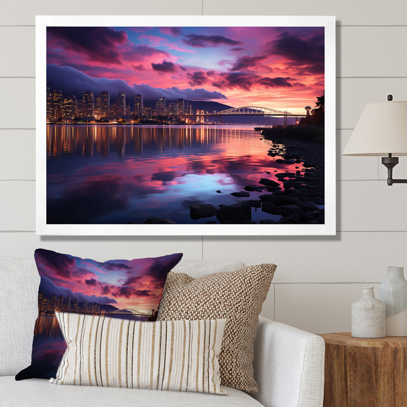 «Canada Vancouver Twilight», reproduction sur toile, H 24 po x l 32 po x P 1 po, Cadre photo blanc