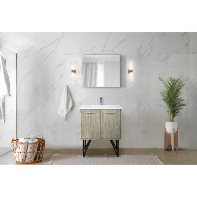 Rustic Bath Vanity With Marble Countertop, Faucet, Included Mirror - Scratch And Stain For Long-Term Bathroom Featuring Cultured Top