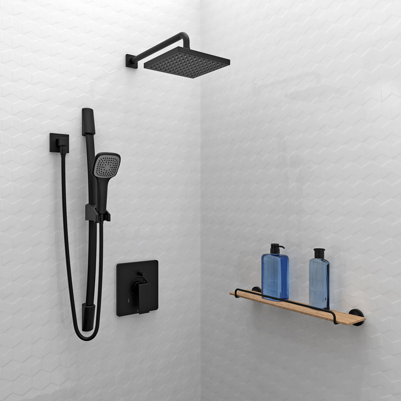 Quadrato All-In-One Kit with Rough in-Valve, Matte Black