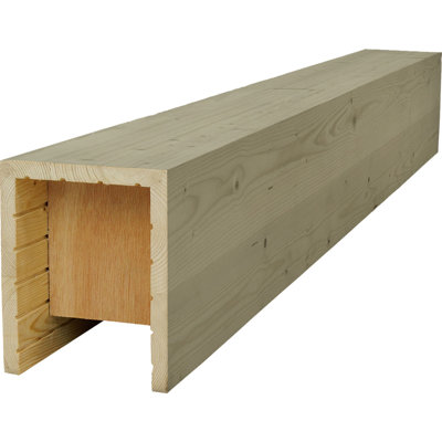 AmeriCraft Wood Smooth Beam, 3-Sided (U-Beam), 7 1/2"W x 5 1/2"H x 72"L, Weathered Grey Finish, Stain Grade Pine