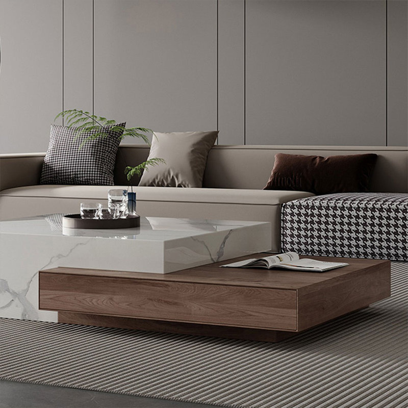 Table basse carrée en bois fritté blanc