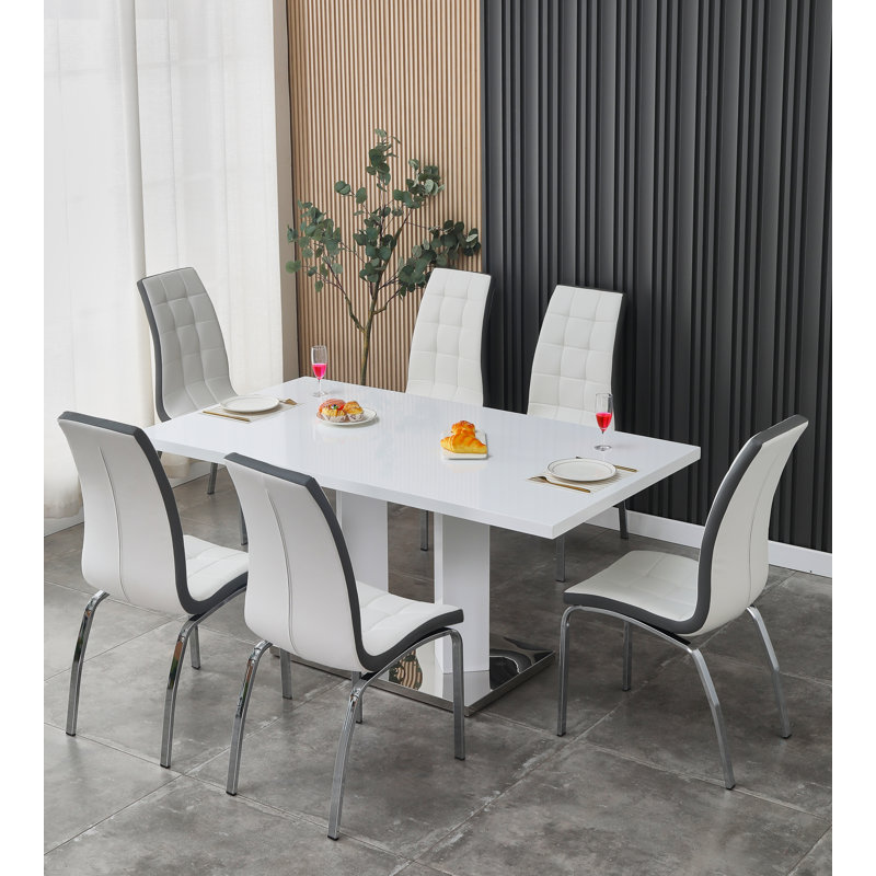 Knauer 6 - Person Dining Set, White, White