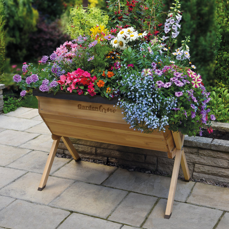 Buckmiller Wood Elevated Planter, Natural, 80cm H x 100cm W x 70cm D