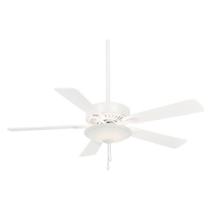 52" Kafe' 5 - Blade Standard Ceiling Fan with Pull Chain, White