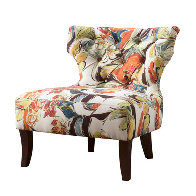 Eye-Catching Accent Chair With Button Tuft Detailing Attractive Design Solid Wood Leg Support