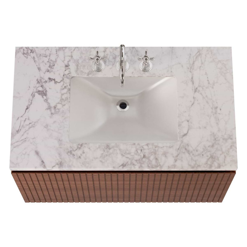 Melrose Single Vanity, Walnut, 36", White