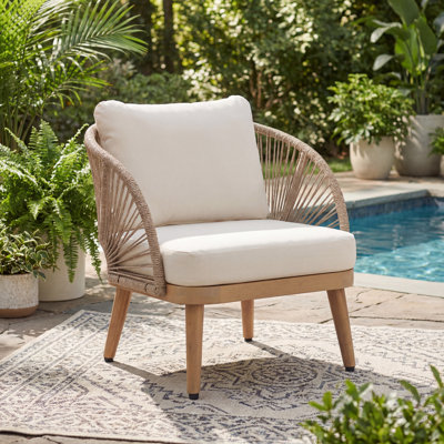 Fauteuil club d'extérieur en bois d'acacia Charles