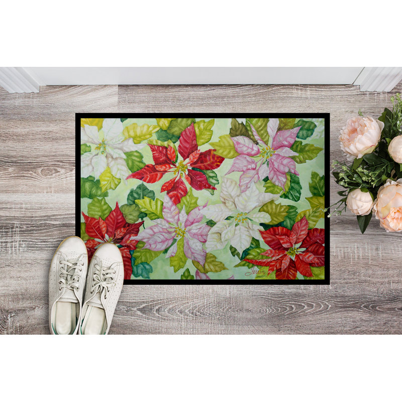 Non-Slip Doormat, Poinsettias, 18" W x 27" L