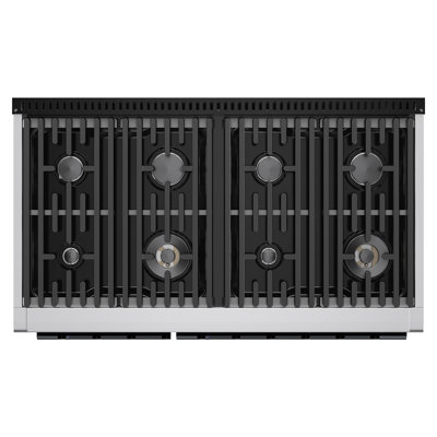 Hauslane 48" Gas Range In Stainless Steel | 8 Burners Up To 20,000 Btus | 6.7 Cu. Ft. Double Convection Oven With 5 Rack Positions | Convertible Ng/Lp | Cool-Touch Triple-Layer Door Rose Gold