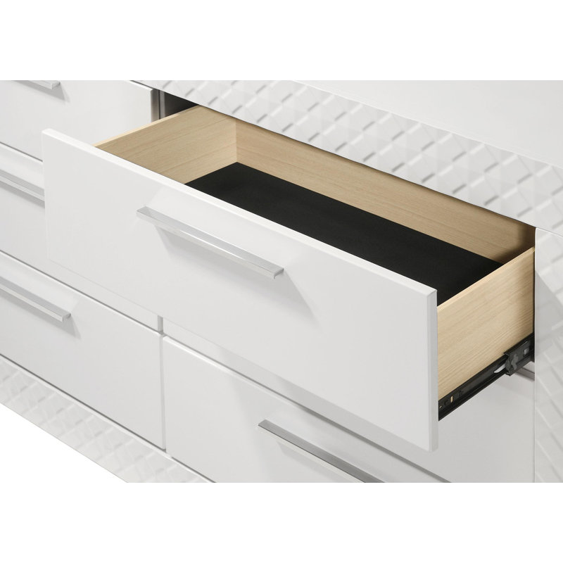 Commode 6 tiroirs blanc ultrabrillant