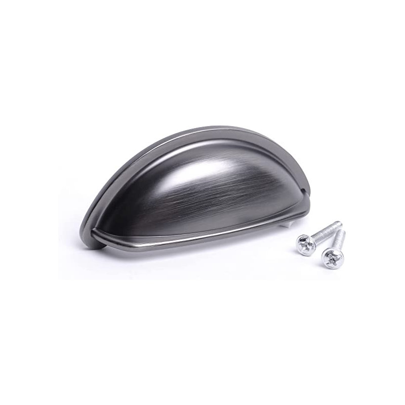 Kitchen Cabinet Door Drawer Cupboard Ariel Cup Handle (Pack Of 5, Black), Pewter