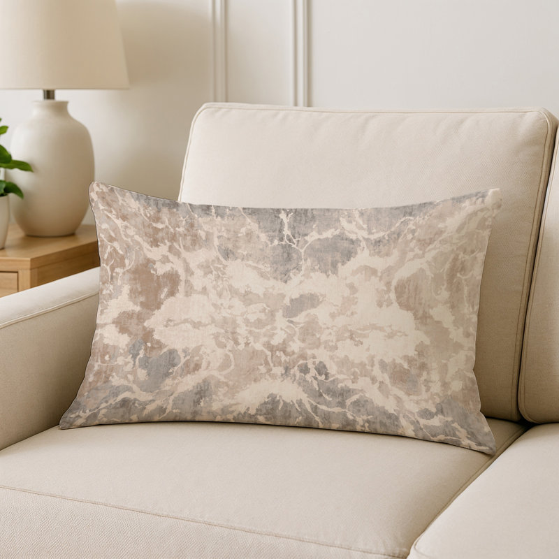 Coussin décoratif intérieur et extérieur Modern, Marbre beige 1, Rectangle H 25 po x l 18 po