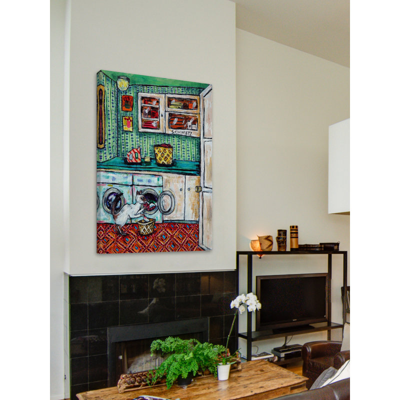 «Cat Siamese Laundry» par Jay Schmetz, reproduction sur toile, H 45 po x l 30 po